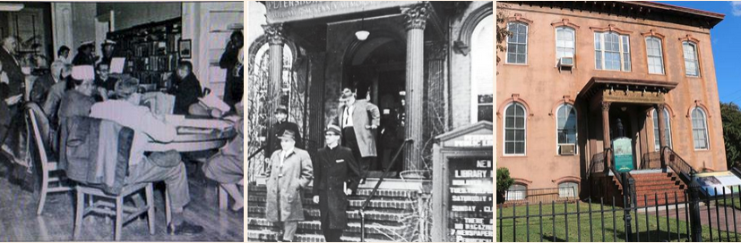 From left to right: Sit-ins at Petersburg McKenney Library in 1960s, and the Old Memorial Building Now.